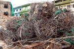 Old Building Destroyed Demolition Construction Concrete Garbage Stock Photo