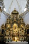 Golden Altar In The Church Of The Encarnacion In Marbella Stock Photo