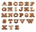 Set Of Alphabet Made From Wood Stock Photo