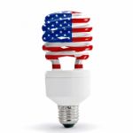 American Flag On Energy Saving Lamp Stock Photo