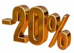 3d Gold 20 Twenty Percent Discount Sign Stock Photo