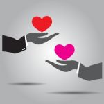 Hand Exchanging  Heart And  Heart  Icon Stock Photo