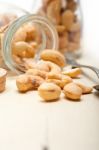 Cashew Nuts On A Glass Jar Stock Photo