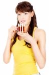 Woman Holding Cup Of Tea Stock Photo