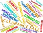 Clearance Sale Represents Offer Words And Save Stock Photo