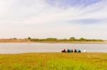 Sudanese At The Bank Of The River Nile In Khartoum Stock Photo