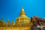 Wat Phrathat Hariphunchai Golden Pagoda In Lamphun,thailand Stock Photo