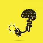 Brain Icon And Light Bulb Symbol Stock Photo