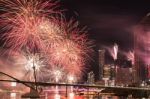 Fireworks In Brisbane City Stock Photo