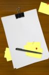 Yellow Memo And White Note Paper Stock Photo
