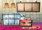 Cartoon  Illustration Interior Cafe Room With Separated Layers Stock Photo