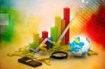 Analyzing World Business Graph Stock Photo