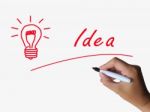 Idea And Lightbulb Indicate Bright Ideas And Concepts Stock Photo