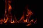 Beautiful Fire Flames On Black Background Stock Photo