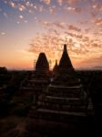 Sunset Over Religious Temples Stock Photo