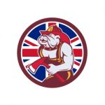 British Bulldog Fireman Union Jack Flag Icon Stock Photo