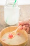 Water Chestnut Coated With Tapioca Starch In Coconut Cream Stock Photo