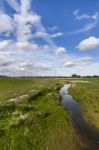 Spring Countryside Water Stream Landscape Stock Photo