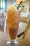 Glass Of Iced Lemon Tea Stock Photo