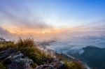 Sunrise On Phu Chi Fa Forest Park, Thailand Stock Photo