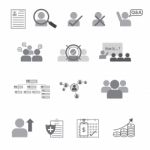 Set Of Human Resource Flat Line Icon Stock Photo