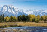 Autumnal Colours In The Grand Teton National Park Stock Photo