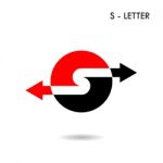 S-letter Icon Abstract Logo Design And Arrow Symbol Stock Photo