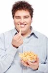 Chubby Man And Food Stock Photo