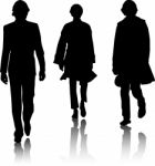 Silhouette guys walking Stock Photo