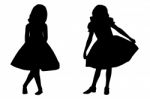 Silhouette Children Dancing Stock Photo