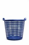 Blue Plastic Basket Isolated Stock Photo