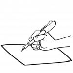 Sg171006-cartoon Hand Writing With Pen- Drawn Stock Photo