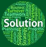 Solution Word Means Successful Succeed And Wordclouds Stock Photo