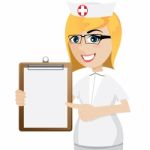 Cartoon Nurse With Blank Document Stock Photo