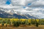 Scenic View Of The Grand Teton National Park Stock Photo