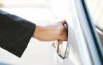 Hand Business Woman Open Car Door Stock Photo