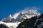 Snowy Mountain Cliffs Stock Photo