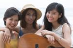 Portrait Head Shot Of Young Beautiful Asian Woman With Happiness Stock Photo