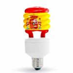 Spanish Flag On Energy Saving Lamp Stock Photo