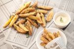 Fries French Mayonnaise Herb Still Life Stock Photo