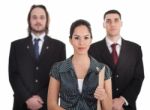 Three Young Business Collegue Walking For Meeting Stock Photo