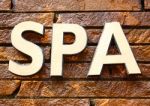 Spa Sign On Wall Stock Photo