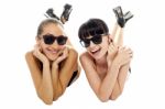 Pretty Models Having A Good Time Together Stock Photo