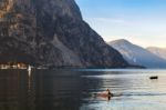 Kayaking On Lake Como At Lecco Italy Stock Photo
