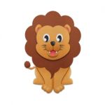 Paper Cut Of Lion Cartoon Is Cute Design For Illustration Stock Photo