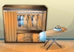 Cartoon  Illustration Interior Clothing Room With Separated Layers Stock Photo