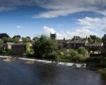 River Aire Weir, Bingley, West Yorkshire, England Stock Photo