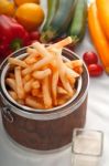 Fresh French Fries On A Bucket Stock Photo