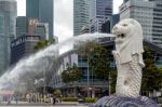 Merlion Fountain In Singapore Stock Photo