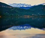 Lake Maggiore And Swiss Alps Stock Photo